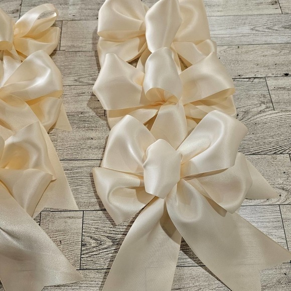 Christmas Tree Bows, Set of 6 Cream Tree Bows, Holiday Bow, Tree Decor, Ornament - Picture 3 of 7